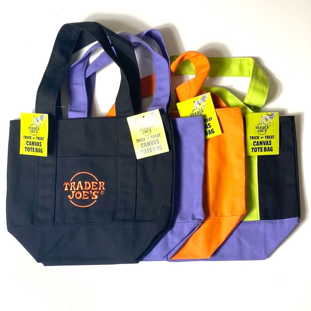 NWT Trader Joe's MINI Canvas Tote Bags Set of 4 Colors.